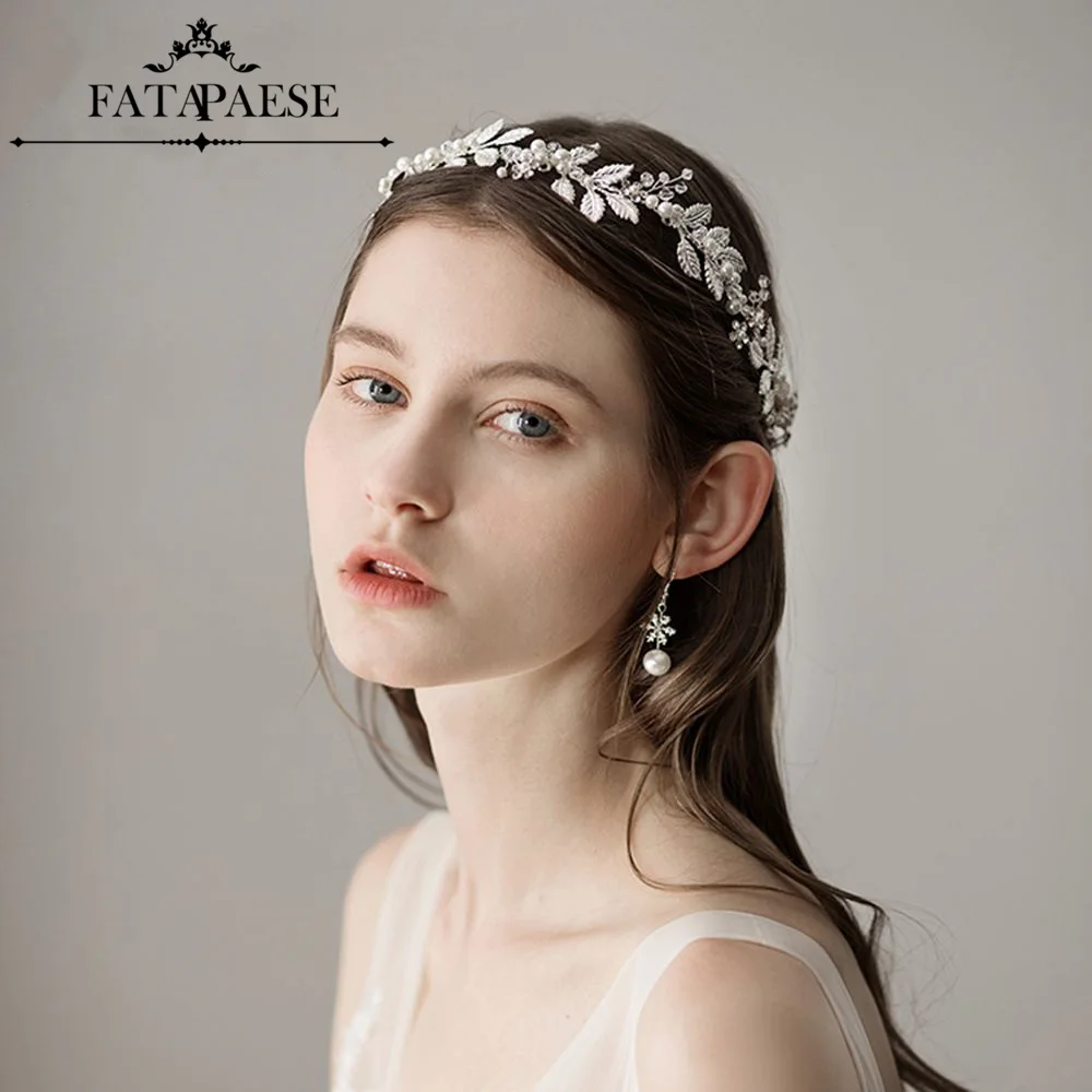 

Bride Crown Wedding Tiaras Crystal Bridal Headwear Pearl Hair Clip Leaf Bride Headpiece Women Party Jewelry Wedding Accessories