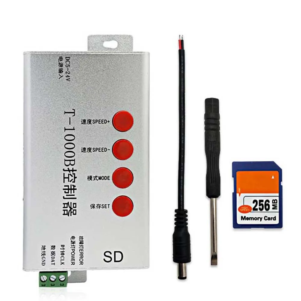 Светодиодный RGB контроллер T1000B SD карты Пиксели plc программируемый контроллер для WS2801 WS2811 WS2812B LPD6803 светодиодный 2048 светодиодный полосы DC5V 24V