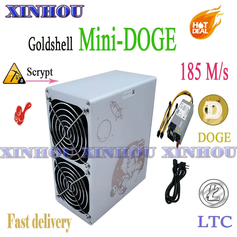 

In stock Asic Miner Goldshell Mini DOGE 185M Scrypt DOGE LTC miner with PSU Better than LT5 Antminer L3 L7 Innosilicon A4 A6