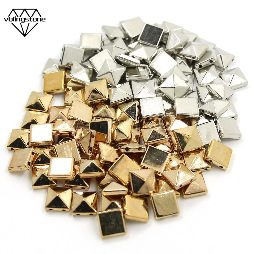 

100Pcs Plastic Silver Gold Rivet Studs CCB Rivets Punk Rock DIY Leather Craft Pyramid Studs For Bag Accessory Apparel Decoration