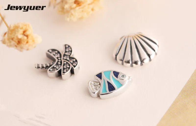 New summer collection Ocean Life petite Charm 925 Sterling Silver small Charms beads fit floating lock Pendant necklace DIY | Украшения и