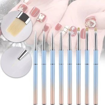 

8pcs PVC Home Nail Brush Set Smooth Lightweight Professional UV Gel Drawing Painting Practical Art Liner Pen Gradient Ramp