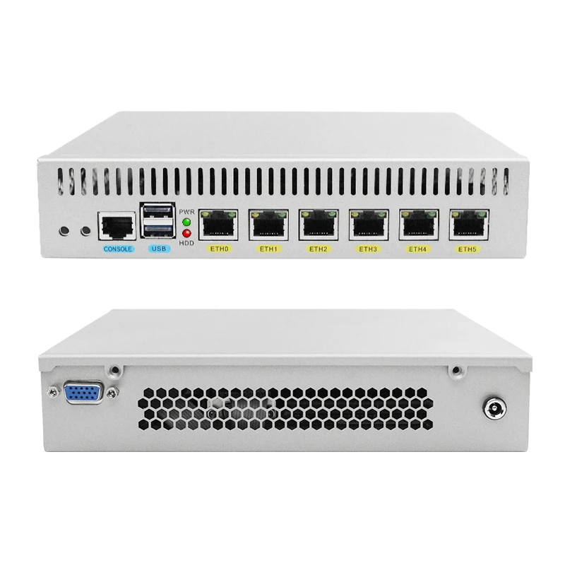 Firewall Mikrotik Pfsense VPN Network Security Appliance Router PC Intel Atom D525(6LAN/2USB2.0/1COM/1VGA/FAN)