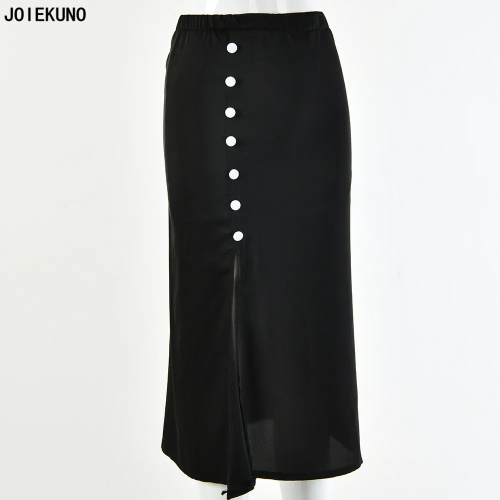 JOIEKUNO на цельных высоких уличная модная длинная юбка женские юбки mujer moda пикантные Modis Кнопка разрез Для женщин вечерние юбка FD8222
