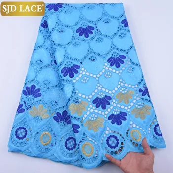 

SJD LACE African Bazin Riche Fabric With Brode Latest Fashion Embroidery Bazin Lace Fabric With Net Lace 5 yards For Party 1968B