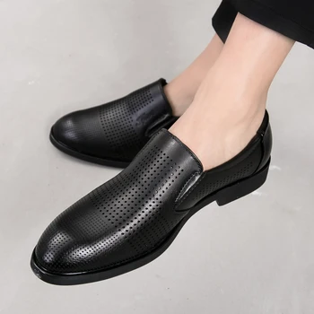 

Formal wedding Men casual Shoes Casual Luxury Brand 2019 Leather Mens Loafers Moccasins Italian Breathable Slip on Shoes men