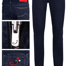 Джинсы миллиардер мужские зима хлопок Воловья Кожа Модная Повседневная Вышивка Толстая натуральная кожа качество