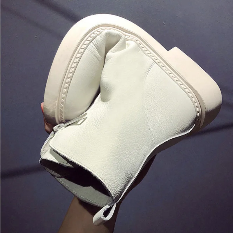 

First layer of leather Boots Women's 100% Real Leather Front Zipper Martin Boots 2019 Autumn And Winter Women's Leather Boots