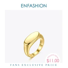 ENFASHION Personalized Engraved Name Flat Rings For Women Punk Gold Color Party Ring Stainless Steel Fashion Jewelry R204040