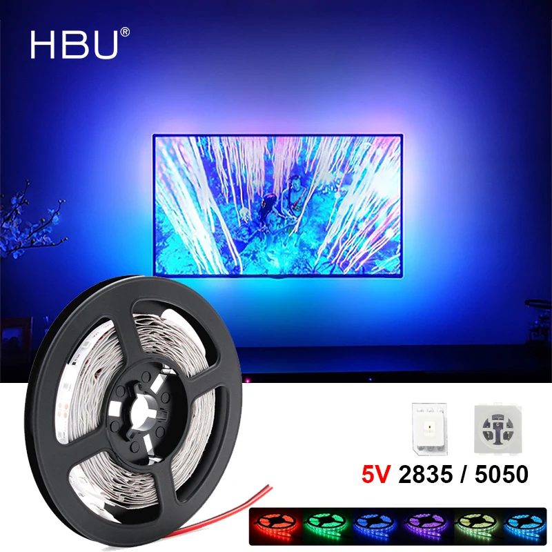 

5V LED Strip Light USB 2835SMD RGB Diode Tape 0.5M 1M 2M 3M Flexible Neon Ribbon for TV Backlight PC Screen Background Lighting
