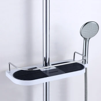 

Practical Shower Column Storage Rack Finishing Bathroom Shelf Shower Tray Head Frame(Round)
