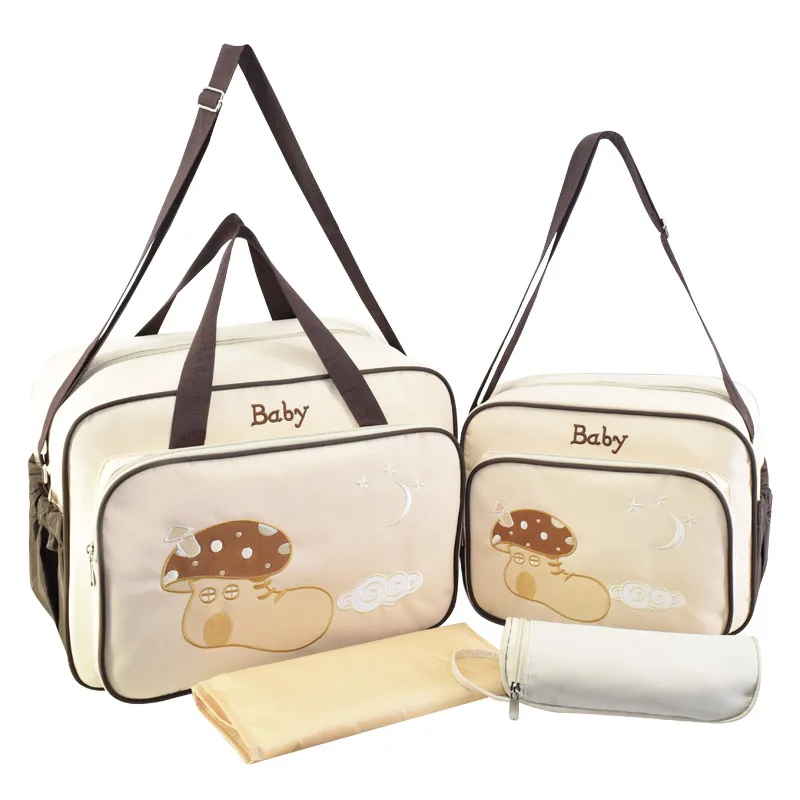 

4 Pcs/set Baby Diaper Bag for Mom Mama Maternity Mummy Nappy Bags Large Capacity Multifunction 2019 New Embroidery
