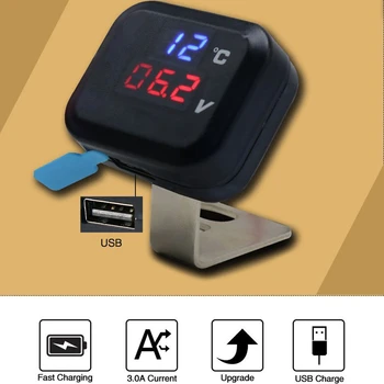 

Universal Motorcycle Voltmeter Temperature Voltage Display Gear Indicator with USB Charge Display Gear Indicator
