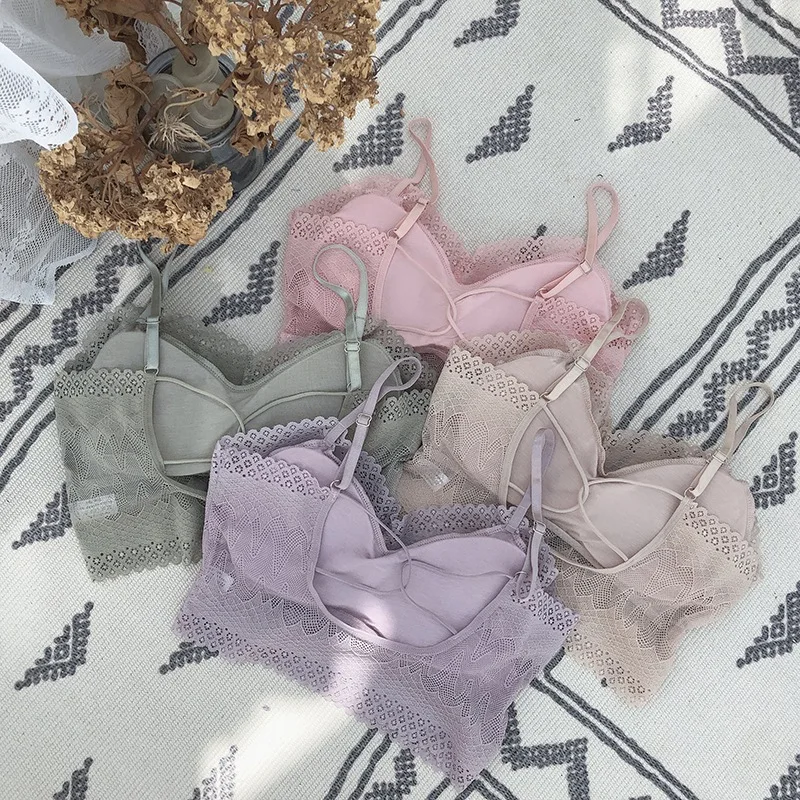 Тонкий французский стиль Bralette летний Сказочный кружевной красивый задний камзол