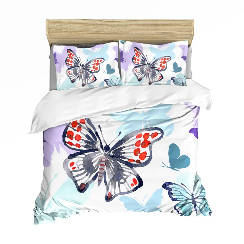 Fanaijia 3D бабочка набор пододеяльников роскошный комплект постельного белья с наволочкой полный комплект кровати США плед двуспального размера наборы