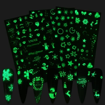 

1 Sheet 3D Snowflake Christmas Nail Stickers Glow In Dark Luminous Nail Transfer Foil Nail Art Decoration