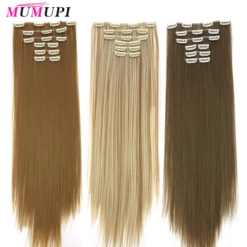 

long straight fake false hair wig extensions piece for black women accessories halo extension MUMUPI