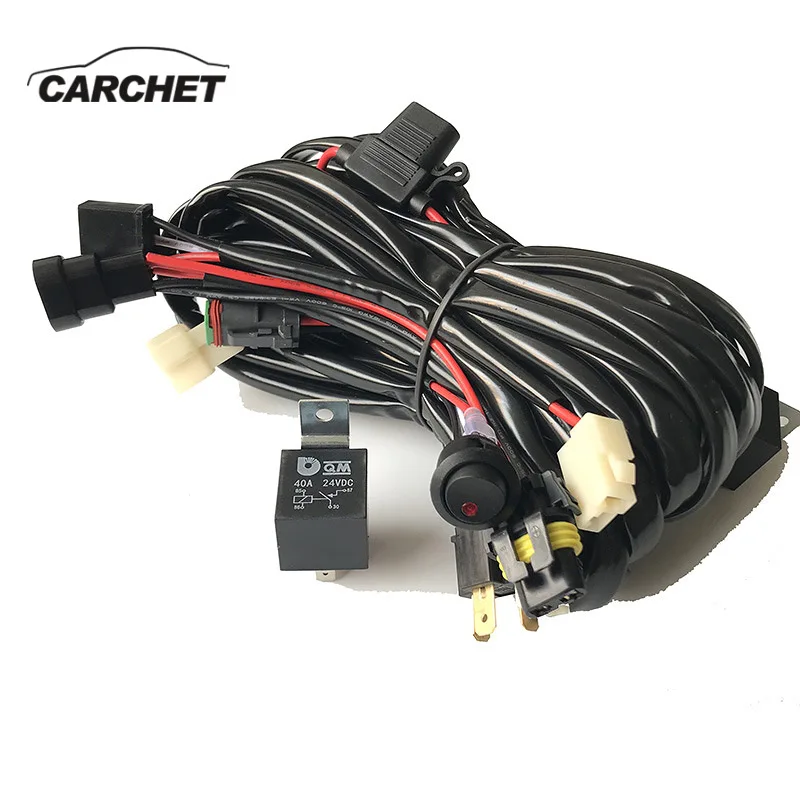 

CARCHET 12/24V 8.8m Car Cable Wiring Harness Kit LED Strip Light Switch Harness Set Control 9005/H4 High Beam Driving Light