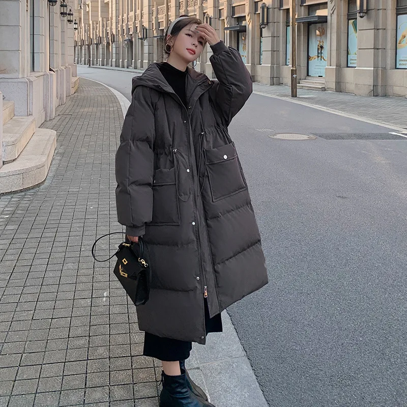 

New gray down padded jackets women winter Korean mid-length bread jacket design niche thick padded coat