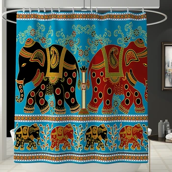 

cortinas de bano para navidad abstract elephant pattern shower curtain sets with rug mildew proof bath screen for bathroom DW043