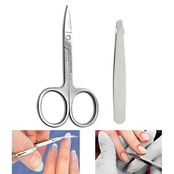 

2PCS/1Set Eyebrow Scissors Multiuse Makeup Scissors Nose Scissors with Eyebrow Tweezers Makeup Beauty Tool for Women Girl