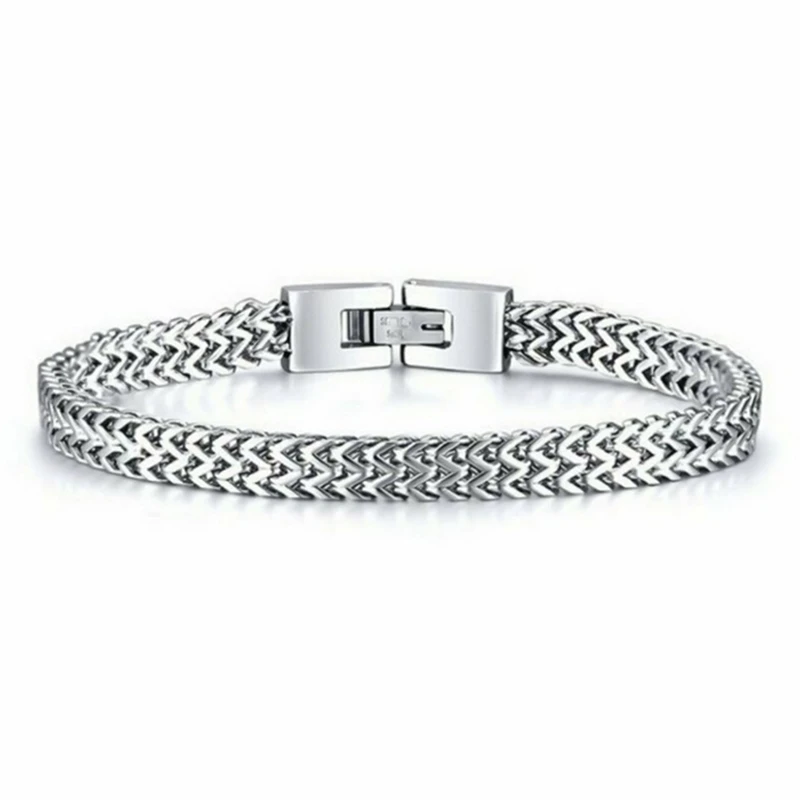Стильный браслет-цепочка из нержавеющей стали для мужчин, индивидуальное очарование, браслеты-цепочки, мужские ювелирные изделия - Окраска металла: SV1