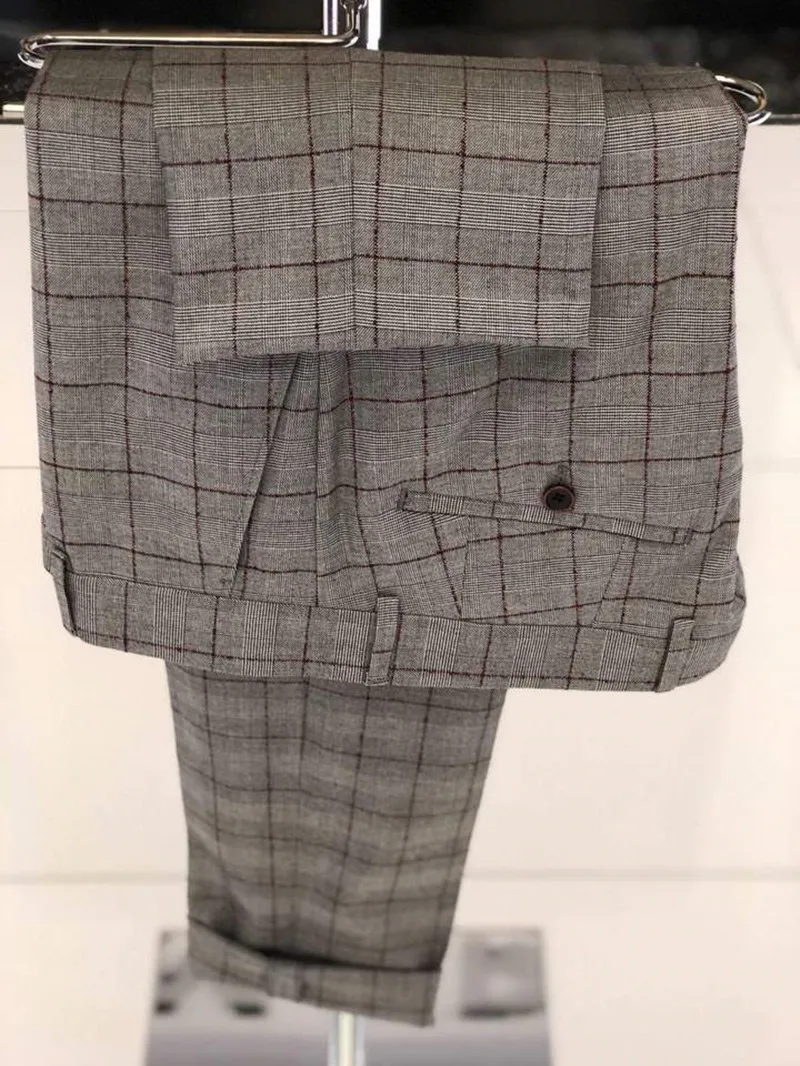Men's Suits Plaid Wedding Tuxedos Formal Best Man Suit Groom Wear Tuxedos Made 3-Piece Suits (Jacket+Vest+Pants)