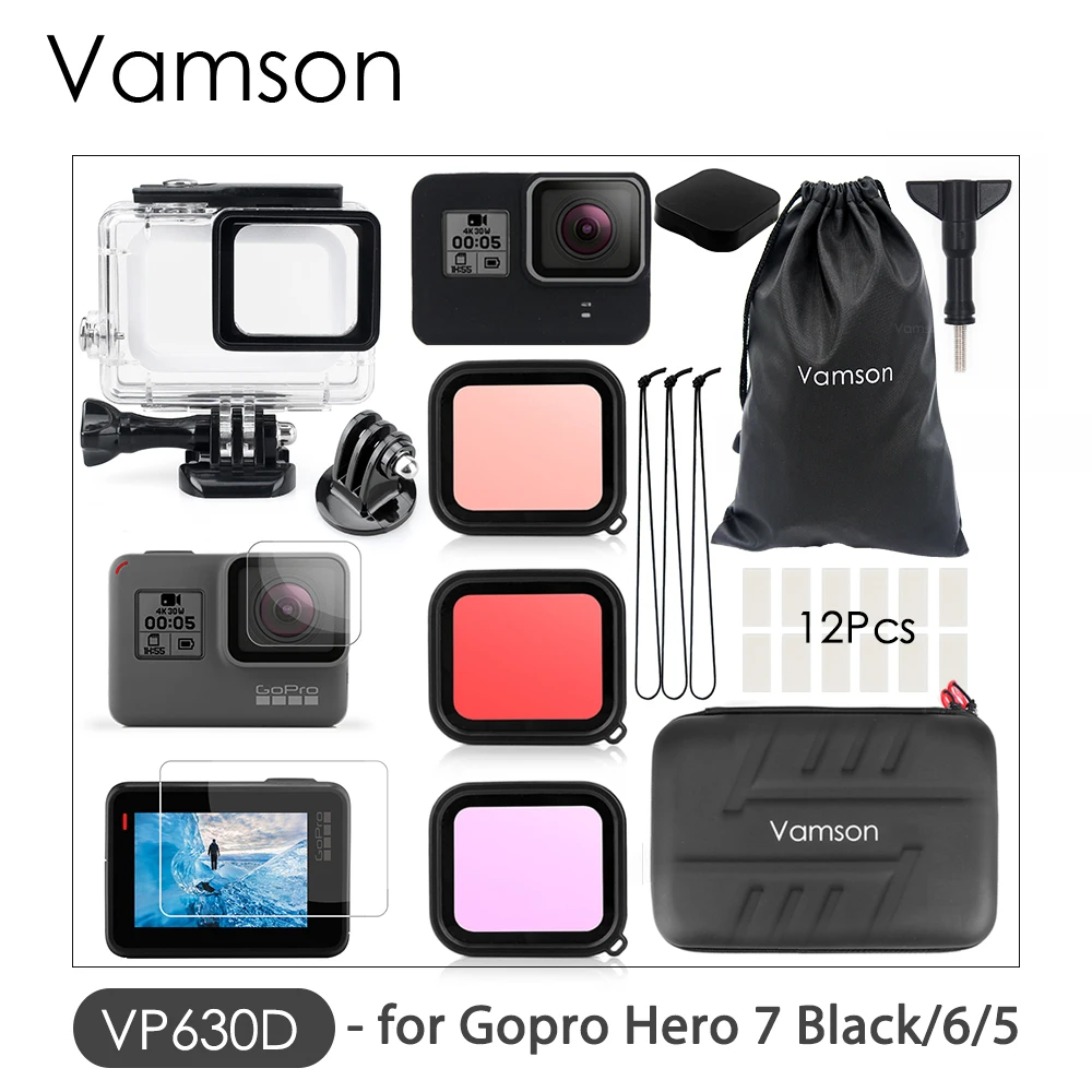VP630D Vamson для Gopro Hero 6 5 7 8 черный 45 м подводный водонепроницаемый чехол для камеры Дайвинг Корпус крепление для GoPro Аксессуар VP630 - Цвет: VP630D