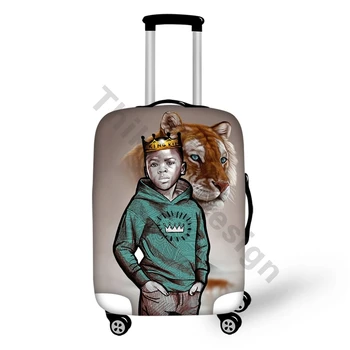 

2020 New Elastic Luggage Covers Tiger And Black Boy Print Suitcase Protector Covers Case Men Travel Bag Trolley