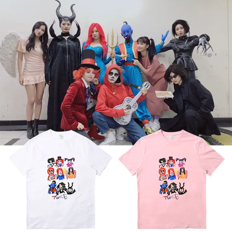 Kpop 2019 футболка для Хэллоуина дважды один раз Повседневная унисекс с круглым