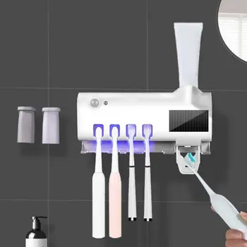 

Ultraviolet Lamp Toothbrush Holder Sterilizer Wall-Mounted ABS PP Clean Automatic Toothpaste Squeezer Bathroom SuPPly
