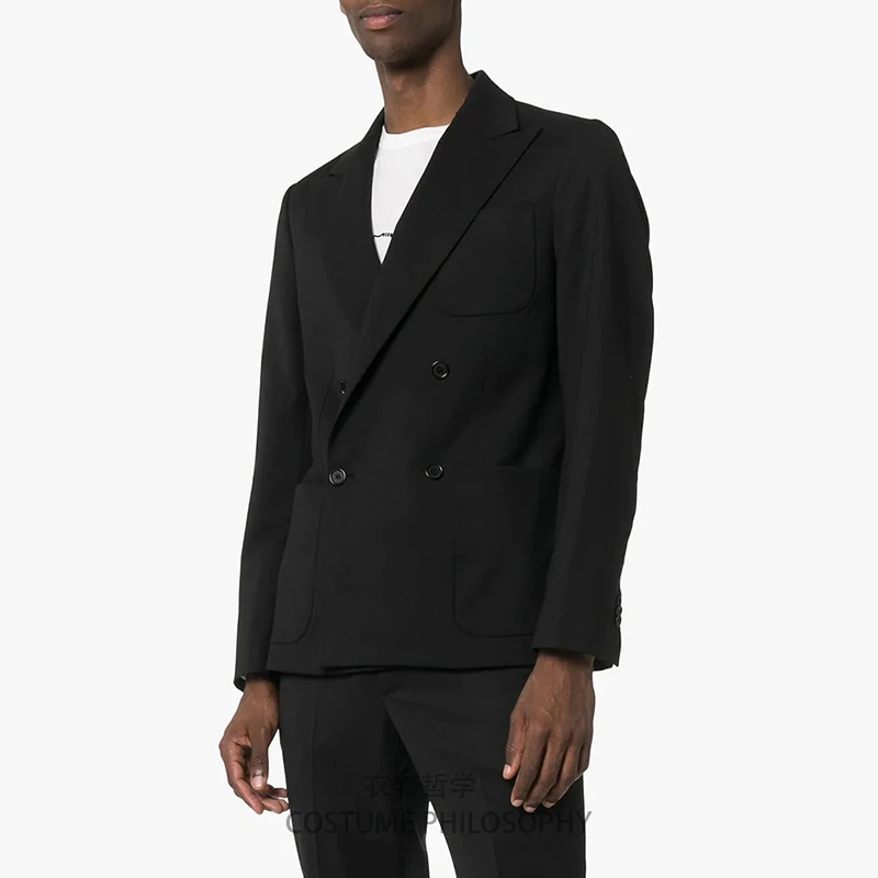 S~ 7XL! Настраиваемая Новая мужская одежда Простой Классический Повседневный костюм двубортный сшитый патч карман платье пиджак