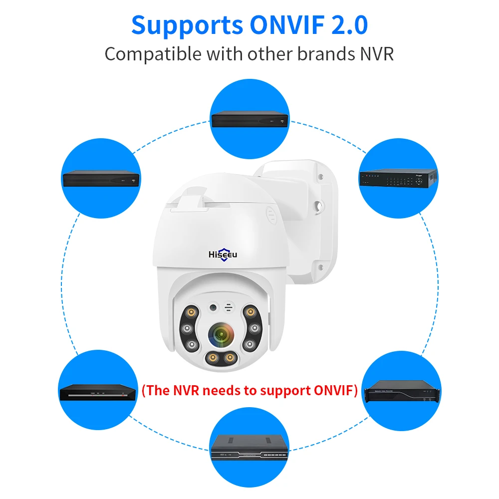 Hiseeu 4MP 5MP 8MP POE PTZ IP CCTV Surveillance Camera Digital ZOOM Waterproof ONVIF 4K Camera 2-Way Audio Face Detection