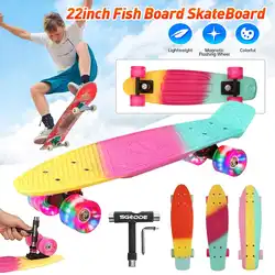 22 inch Skateboard Penny Board Cruiser Board Skate Board Cruiser Hoverboard Children Scooter Longboard Flashing Light Wheel YOW