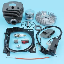 Nikaoil – cylindre à Piston plaqué 50mm, volant d'inertie pour Husqvarna 362 365 371 372, bobine d'allumage, pignon 3/8 ", interrupteur de destruction du conducteur d'air 