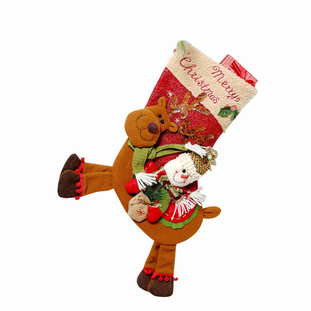 Merry Christmas, тканевый подвешиваемый Подарочный мешок для конфет, носки, украшение для дома, фланелевый носок для конфет, Подарочный пакет, decoratie navidad