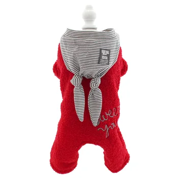 

Red Pink Color Warm Dog Jumpsuits with Striped Four Legs Dog Clothes for Autumn and Winter Pet Thick Dog Hoodie Accesorios Perro