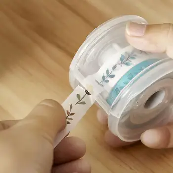 

1piece Kawaii Creative Transparent Round Tape Desktop Paper Tape Storage Box Office Portable Dispenser Stationery Tape H6I4