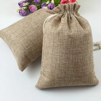 

50Pcs Vintage Natural Burlap Hessia Gift Candy Bags Wedding Party Favor Pouch Birthday Supplies Drawstrings Jute Gift Bags