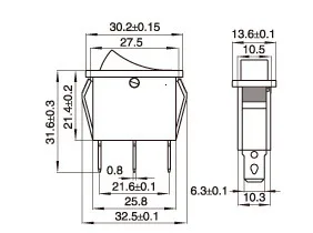 10 шт. трехпозиционный кулисный переключатель 30*13,6 мм KCD3-3PD в форме лодки электрический 3 контакта 15A/250 В 20A/125 В