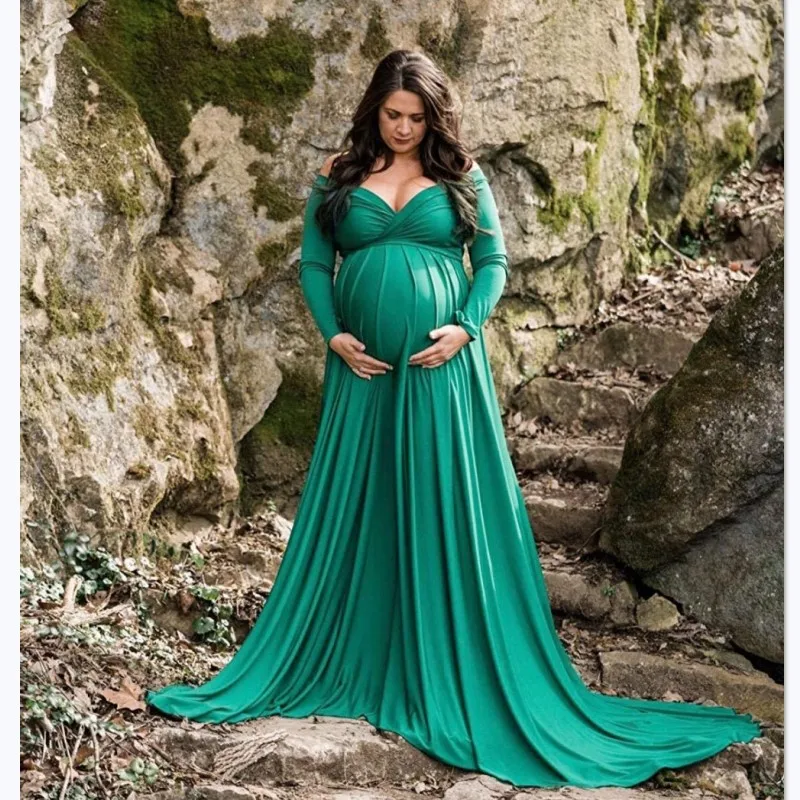 red and gold maternity dress Sona Fitted Short Sleeved Maternity Gown with train