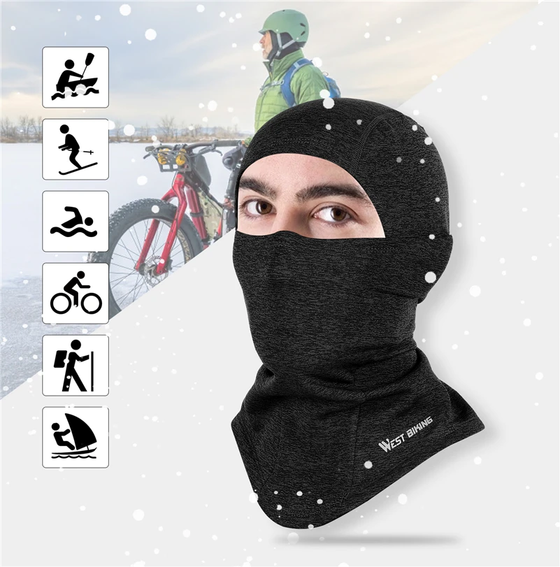 WEST BIKING, зимняя спортивная велосипедная Кепка, велосипедная маска на все лицо, грелка на шею для мужчин и женщин, шарф для катания на лыжах, велосипеде, мотоцикле, флисовая голова Кепка шапка