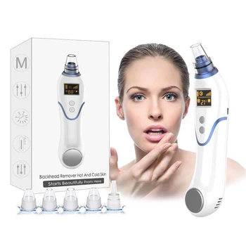 

LED Display Blackhead Remover Vacuum Electric Face Cleaner 5 Suction Heads Acne Pimple Extractor with Cold And Hot Compress