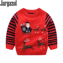 Jargazol осенние детские свитера с изображением рождественского оленя, снега вышивка зима для маленьких мальчиков топы для девочек свитер костюм в полоску вязаные наряды
