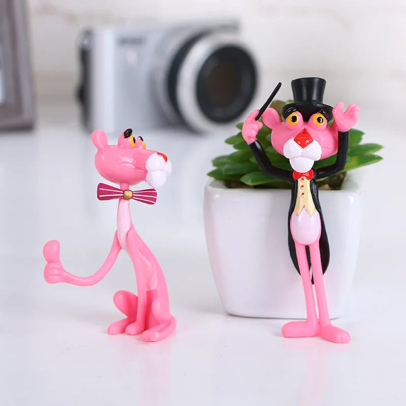 4 cute figure doll set Pink Panther micro landscape for Girls Birthday Gifts 
