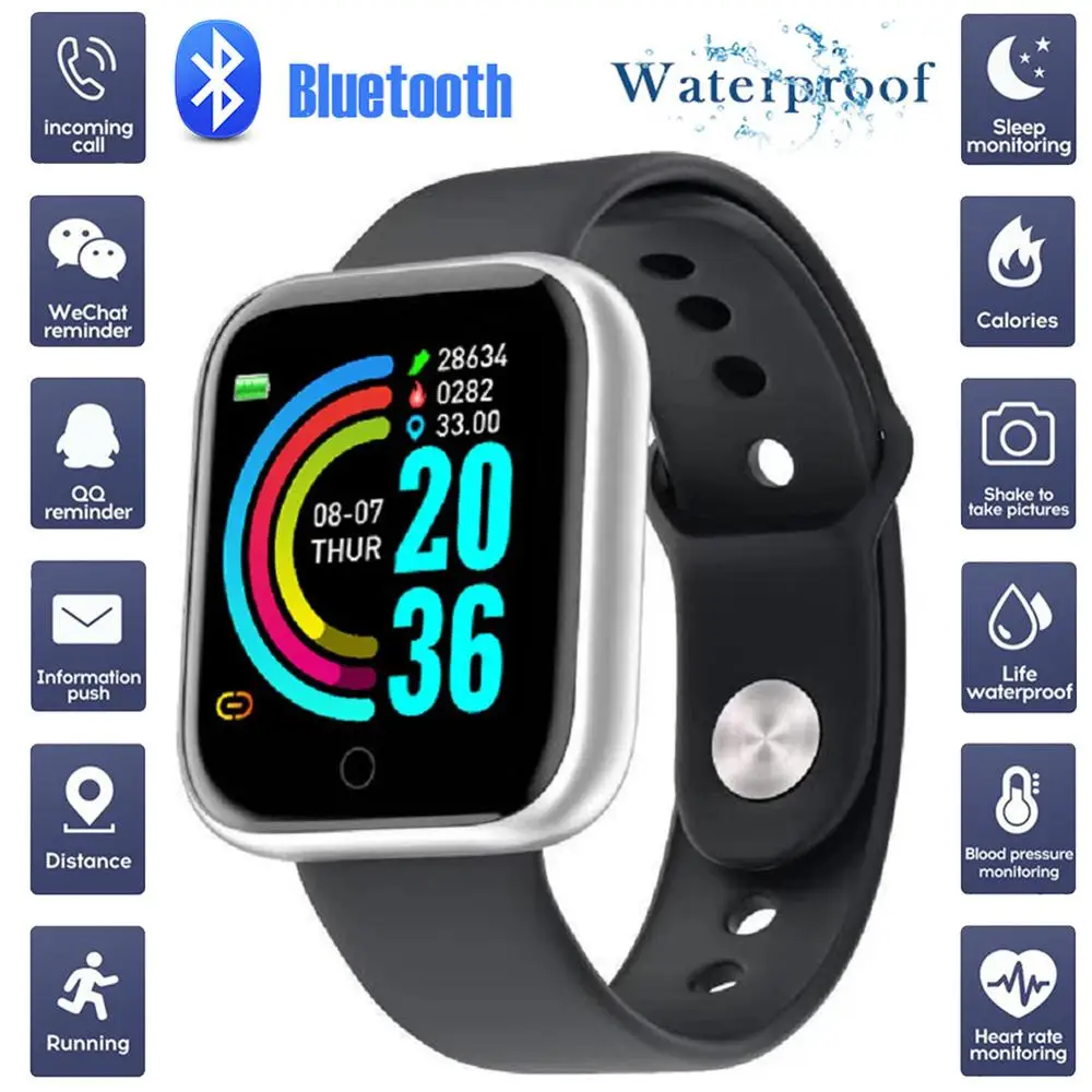 

Y68 smart watch heart rate blood pressure monitoring health monitoring information reminder sports watch bracelet