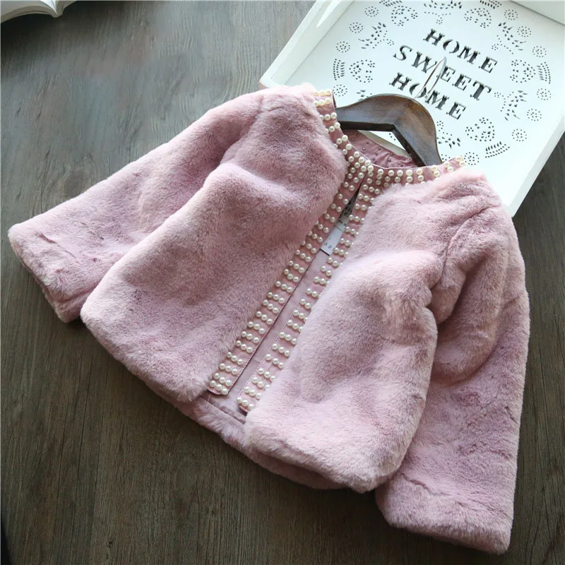 

Girls' Jackets 20 Winter New Casual Warm Girls' Artificial Fur Jacket Children's Jacket 1-5 Years Old Girls Clothes Girls Coats