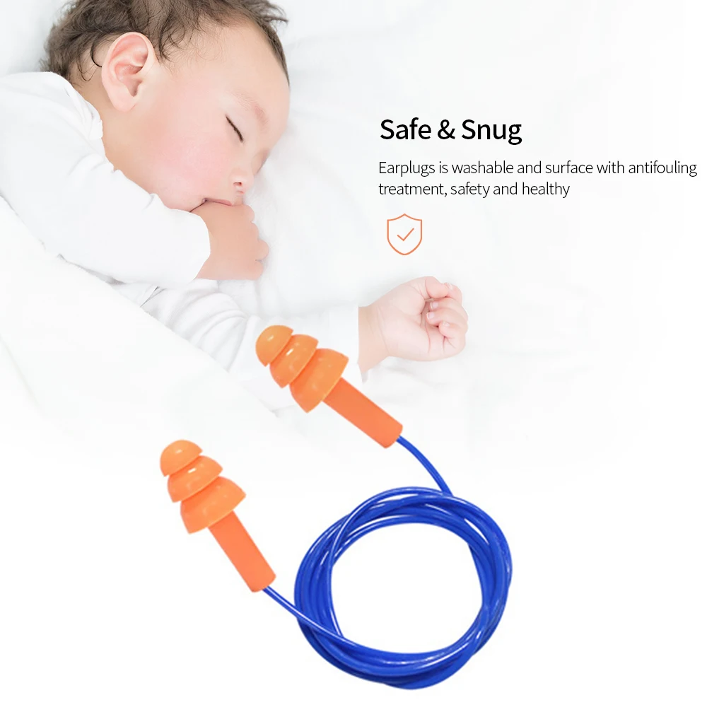 

200 Pairs Soft Silicone Earplugs Corded Ear Plugs Noise Cancelling Ear Plugs Anti-Noise Ear Protectors Tree-like Sleep Ear Plugs