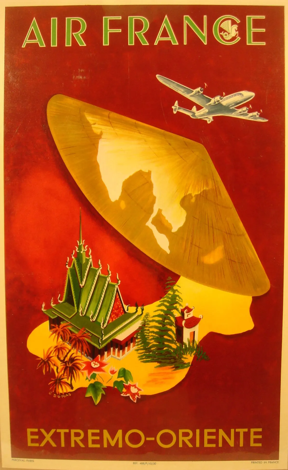 400X300MM Air France Extremo Oriente G Dumas 1950 jumbo магнит на холодильник SFM 084|Магниты холодильник| |