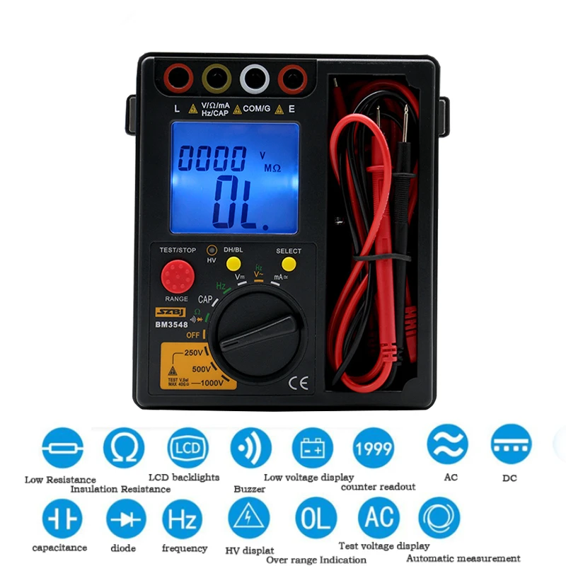 SZBJ BM3548 2in1 Digital Insulation Resistance Test Meter High Quality Resistance Digital Multimeter  Megger Ohm Tester
